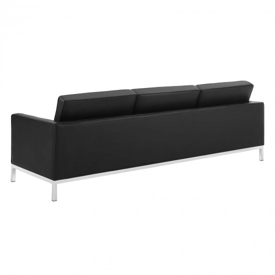 Loft Tufted Upholstered Faux Leather Sofa