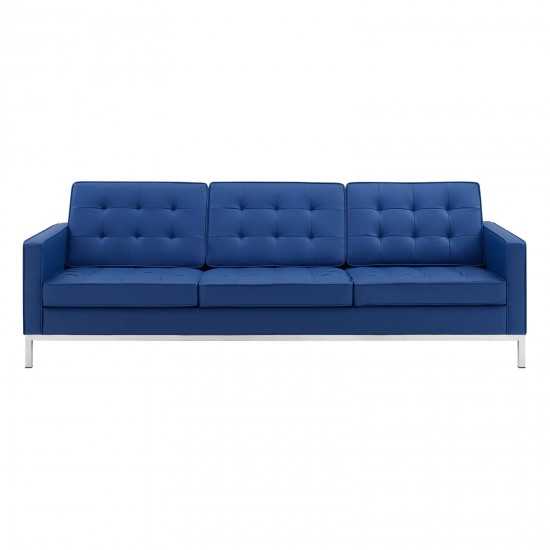 Loft Tufted Upholstered Faux Leather Sofa