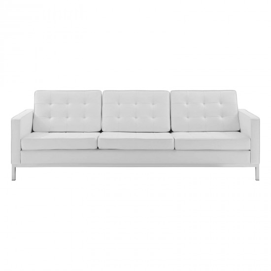 Loft Tufted Upholstered Faux Leather Sofa