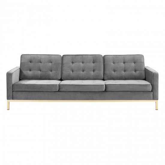 Loft Gold Stainless Steel Leg Performance Velvet Sofa