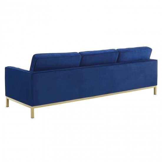 Loft Gold Stainless Steel Leg Performance Velvet Sofa