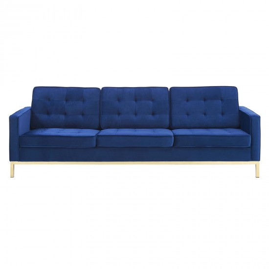 Loft Gold Stainless Steel Leg Performance Velvet Sofa