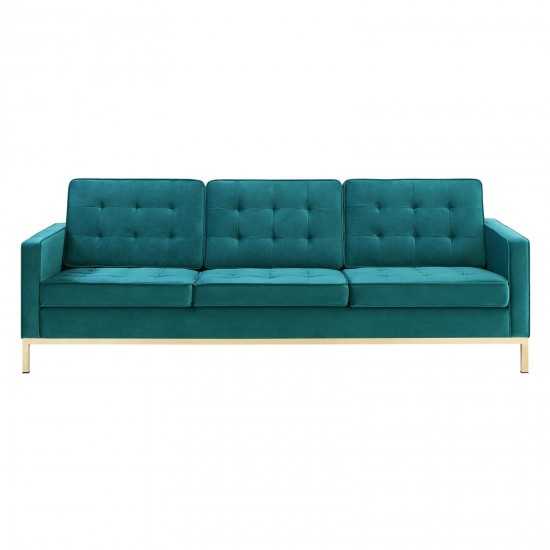 Loft Gold Stainless Steel Leg Performance Velvet Sofa