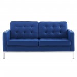 Loft Tufted Upholstered Faux Leather Loveseat