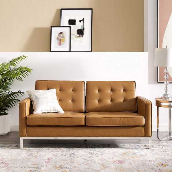 Loft Tufted Upholstered Faux Leather Loveseat