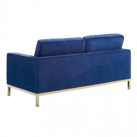 Loft Gold Stainless Steel Leg Performance Velvet Loveseat