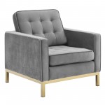 Loft Gold Stainless Steel Performance Velvet Armchair