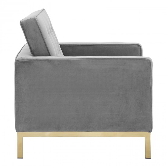 Loft Gold Stainless Steel Performance Velvet Armchair