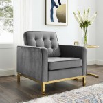 Loft Gold Stainless Steel Performance Velvet Armchair