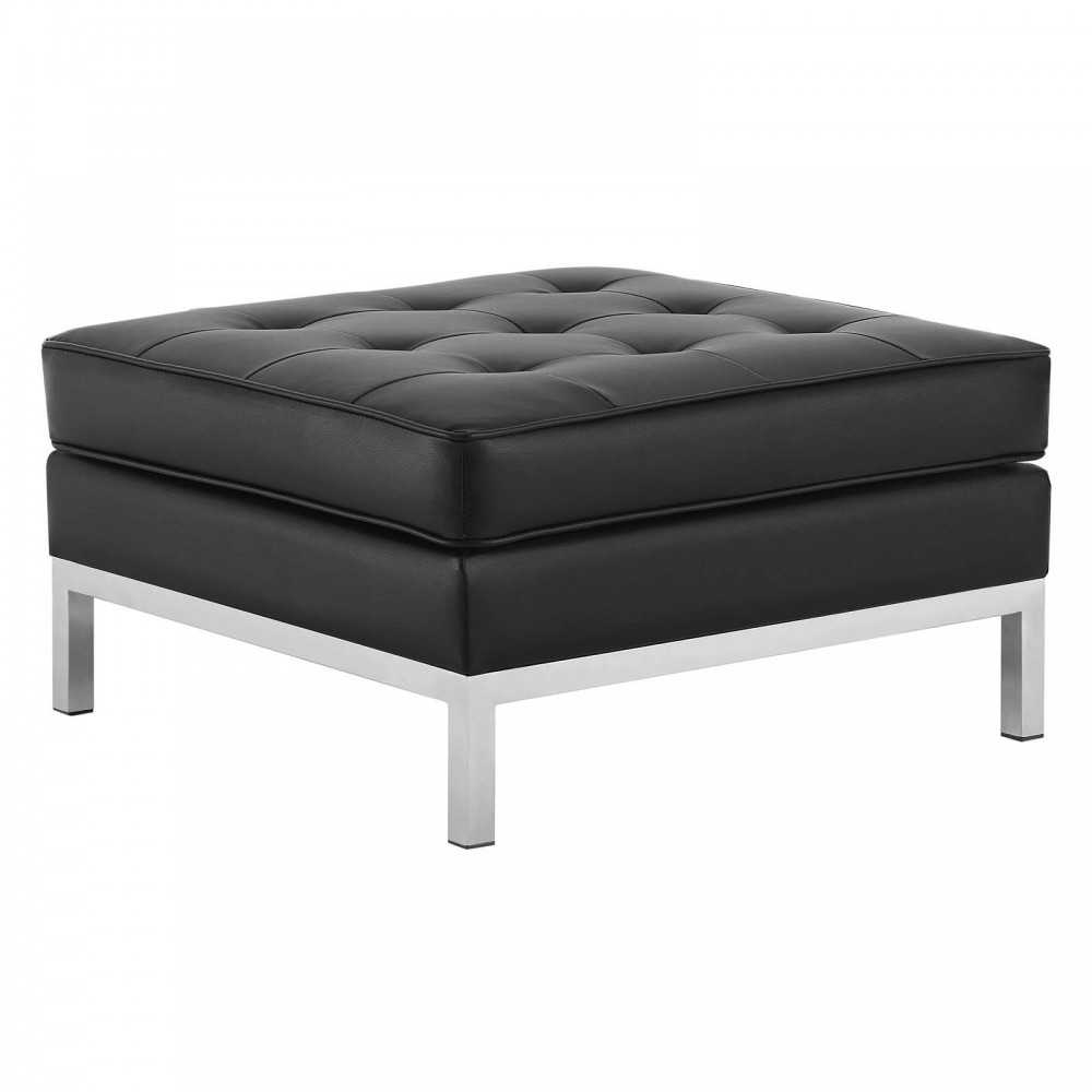 Loft Tufted Upholstered Faux Leather Ottoman