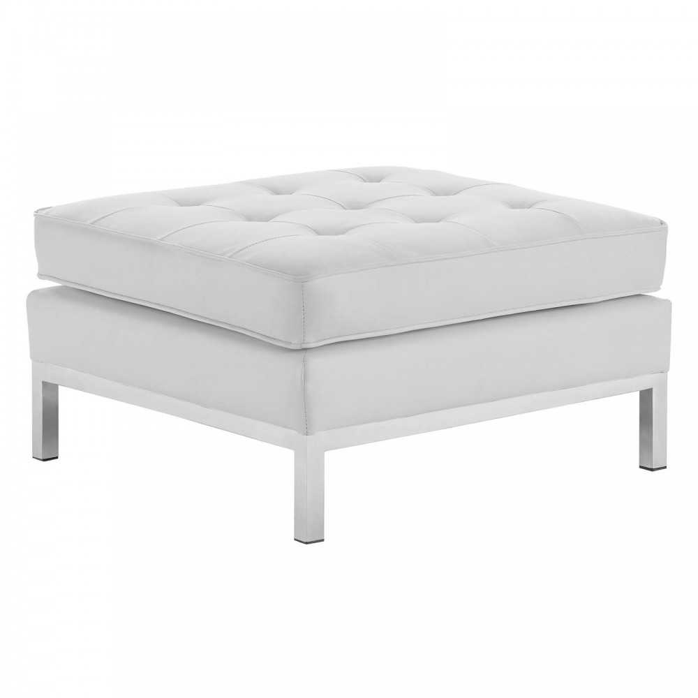 Loft Tufted Upholstered Faux Leather Ottoman