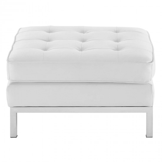 Loft Tufted Upholstered Faux Leather Ottoman