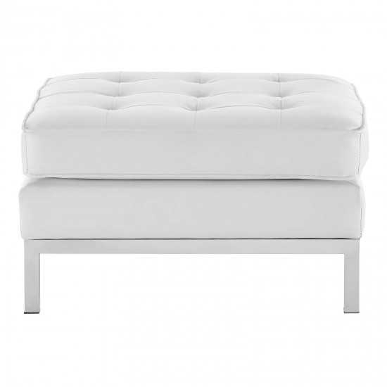 Loft Tufted Upholstered Faux Leather Ottoman