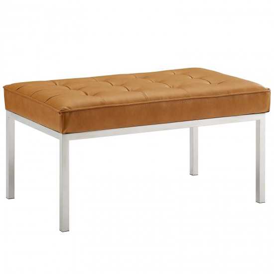 Loft Tufted Medium Upholstered Faux Leather Bench