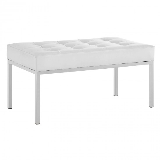 Loft Tufted Medium Upholstered Faux Leather Bench