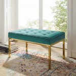 Loft Gold Stainless Steel Leg Medium Performance Velvet Bench