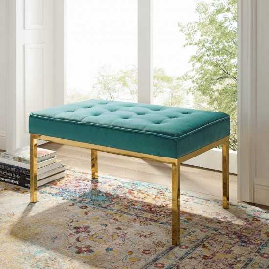 Loft Gold Stainless Steel Leg Medium Performance Velvet Bench