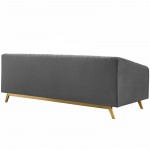 Valiant Vertical Channel Tufted Performance Velvet Sofa