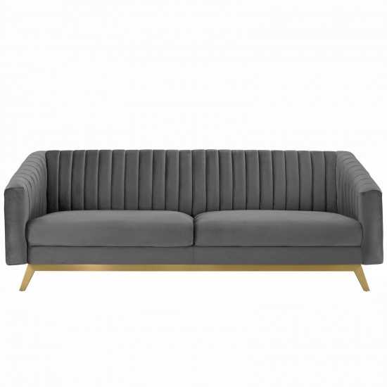 Valiant Vertical Channel Tufted Performance Velvet Sofa