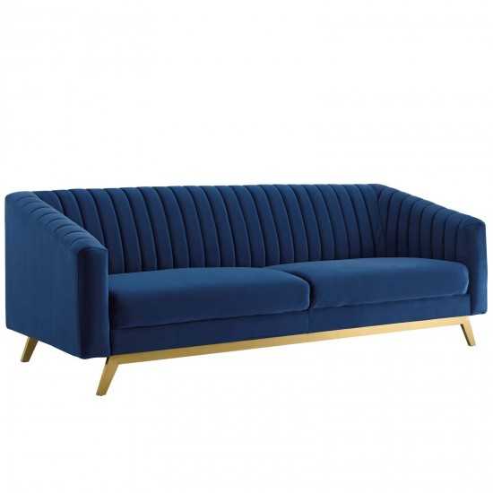 Valiant Vertical Channel Tufted Performance Velvet Sofa