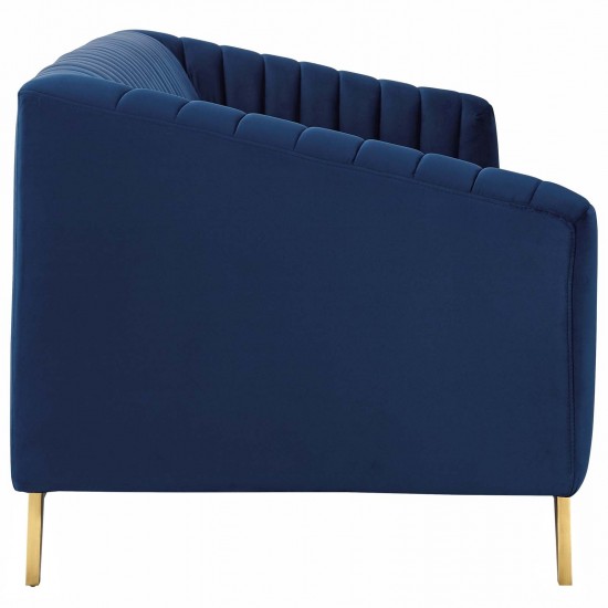 Valiant Vertical Channel Tufted Performance Velvet Sofa