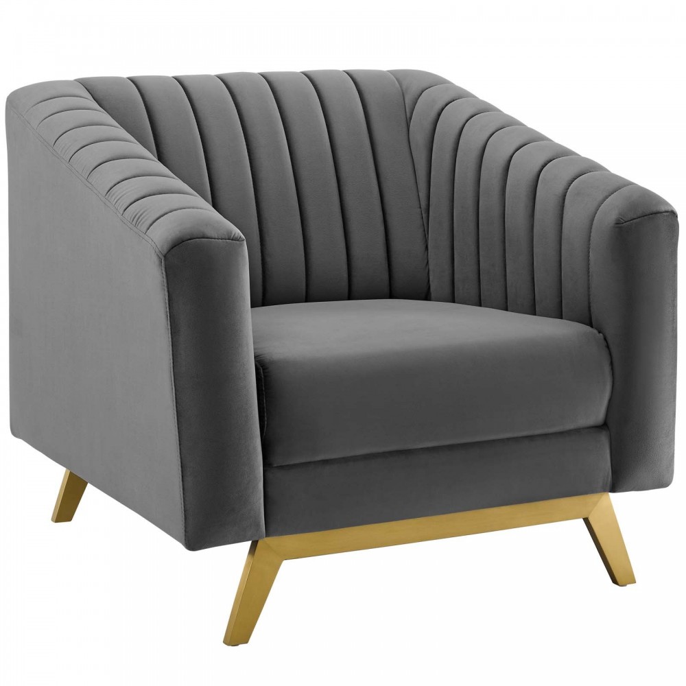 Valiant Vertical Channel Tufted Performance Velvet Armchair Valiant Vertical Channel Tufted Performance Velvet Armchair