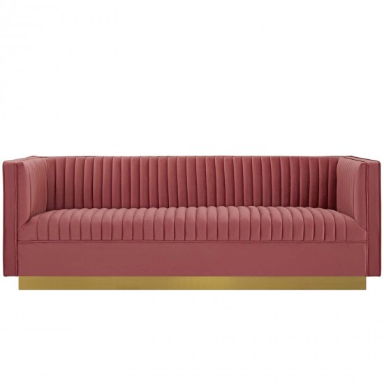 Sanguine Vertical Channel Tufted Performance Velvet Sofa