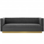 Sanguine Vertical Channel Tufted Performance Velvet Sofa