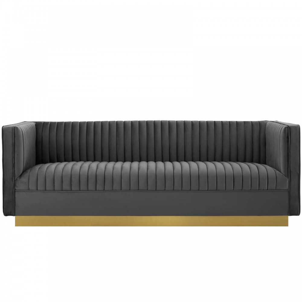 Sanguine Vertical Channel Tufted Performance Velvet Sofa