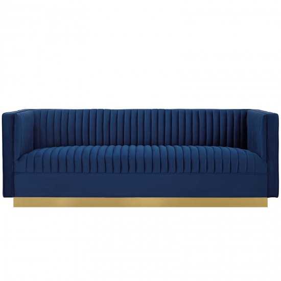 Sanguine Vertical Channel Tufted Performance Velvet Sofa