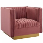 Sanguine Vertical Channel Tufted Accent Performance Velvet Armchair