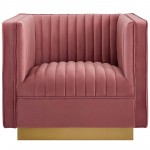 Sanguine Vertical Channel Tufted Accent Performance Velvet Armchair