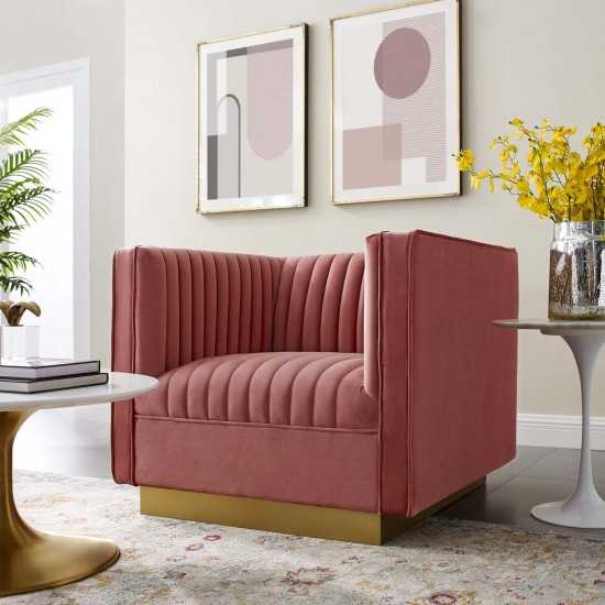 Sanguine Vertical Channel Tufted Accent Performance Velvet Armchair