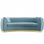 Enthusiastic Vertical Channel Tufted Curved Performance Velvet Sofa