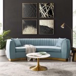 Enthusiastic Vertical Channel Tufted Curved Performance Velvet Sofa