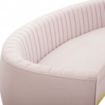 Enthusiastic Vertical Channel Tufted Curved Performance Velvet Sofa
