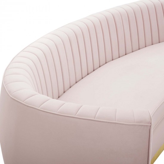 Enthusiastic Vertical Channel Tufted Curved Performance Velvet Sofa