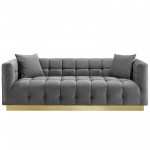 Vivacious Biscuit Tufted Performance Velvet Sofa