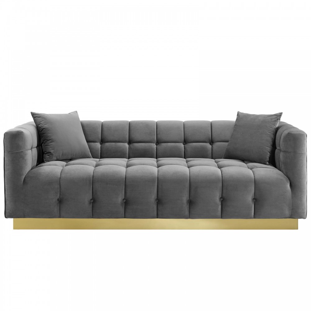 Vivacious Biscuit Tufted Performance Velvet Sofa