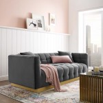 Vivacious Biscuit Tufted Performance Velvet Sofa