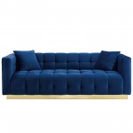 Vivacious Biscuit Tufted Performance Velvet Sofa