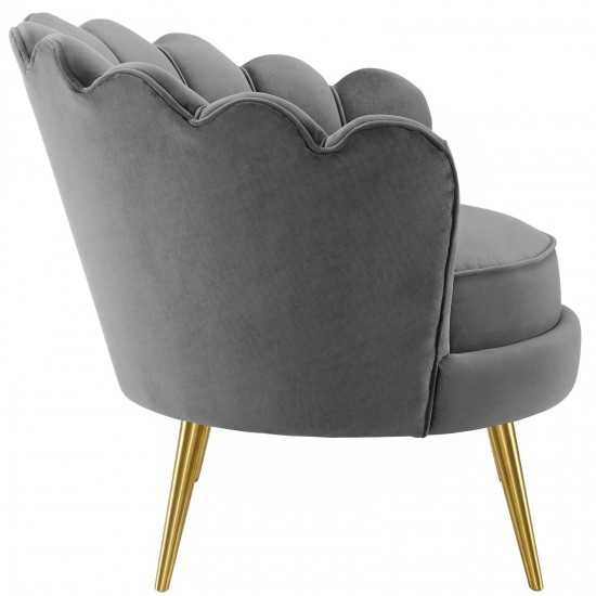 Admire Scalloped Edge Performance Velvet Accent Armchair