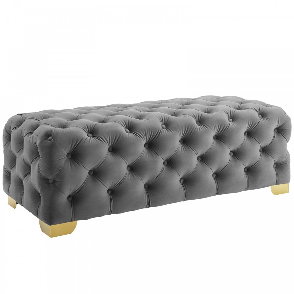 Sensible Button Tufted Performance Velvet Bench