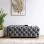 Sensible Button Tufted Performance Velvet Bench