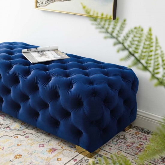 Sensible Button Tufted Performance Velvet Bench