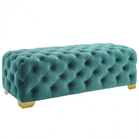 Sensible Button Tufted Performance Velvet Bench