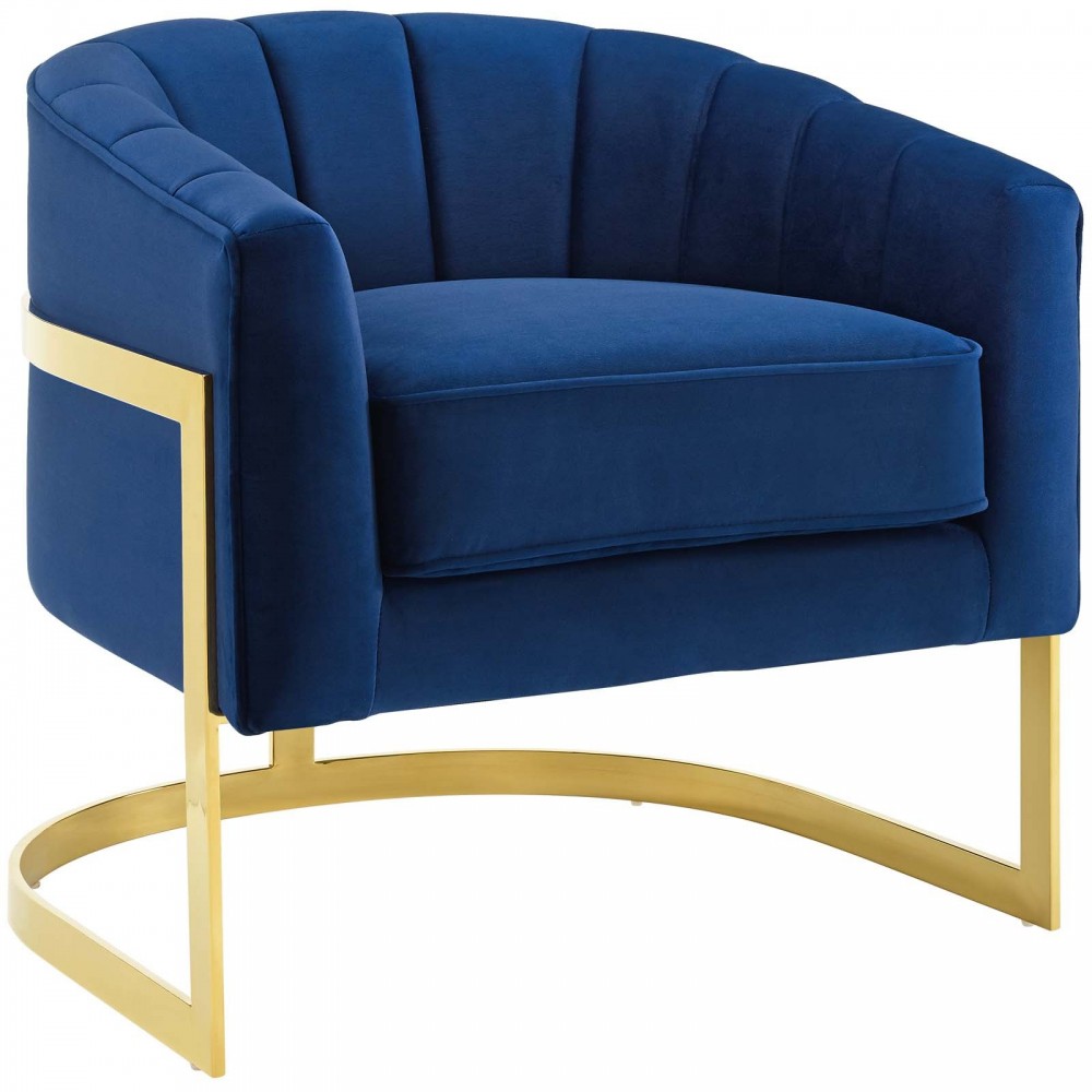 Esteem Vertical Channel Tufted Performance Velvet Accent Armchair Esteem Vertical Channel Tufted Performance Velvet Accent Armchair