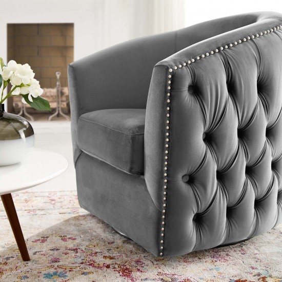 Rogue Swivel Performance Velvet Armchair