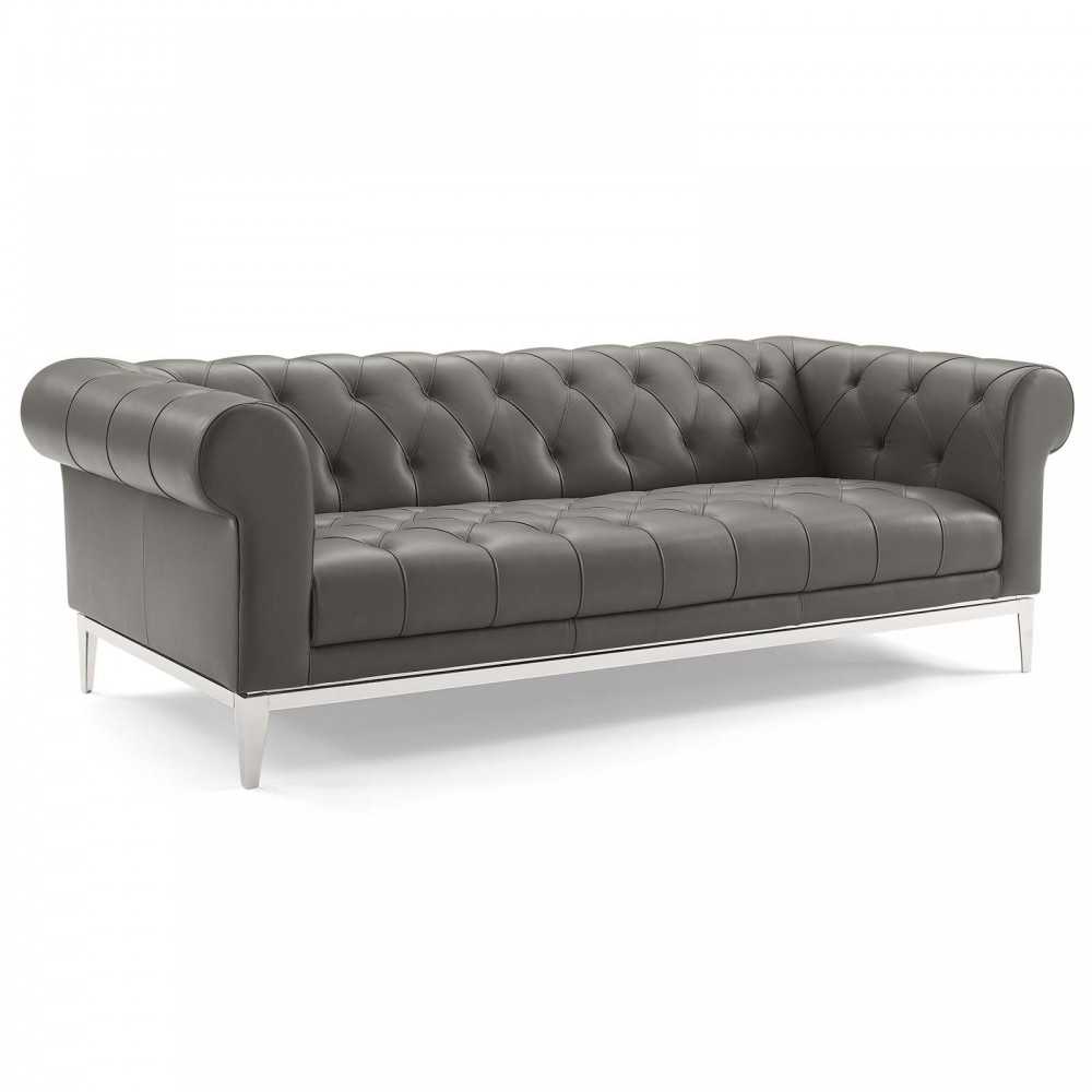 Idyll Tufted Button Upholstered Leather Chesterfield Sofa Idyll Tufted Button Upholstered Leather Chesterfield Sofa