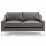 Harness 64" Stainless Steel Base Leather Loveseat